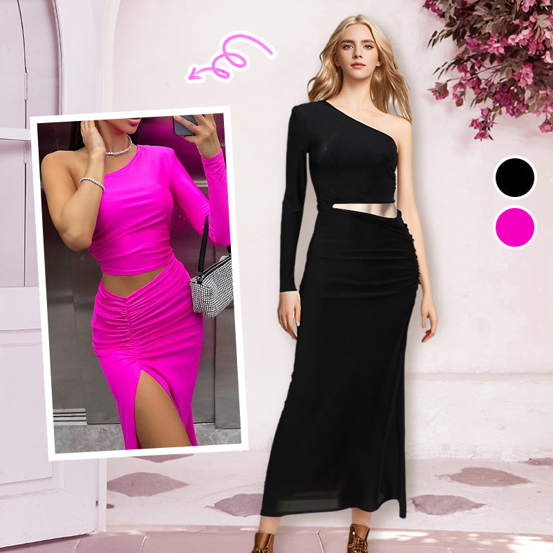 Vestido maxi asimétrico de la hendidura de un hombro soñador