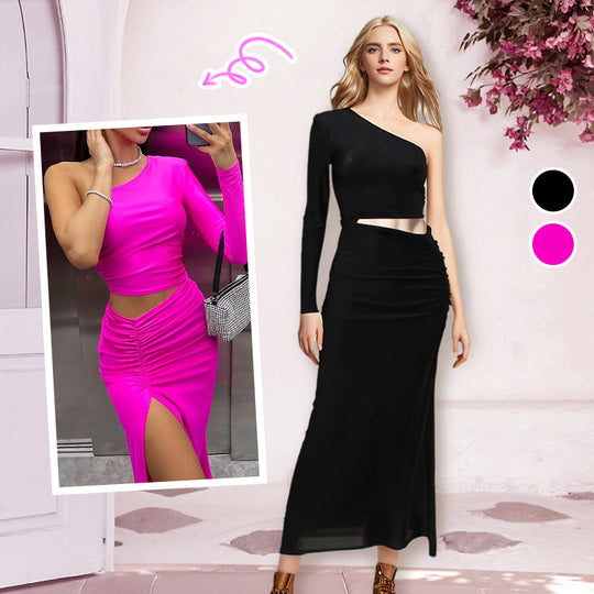 Vestido maxi asimétrico de la hendidura de un hombro soñador