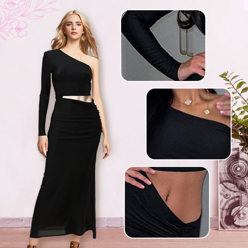 Vestido maxi asimétrico de la hendidura de un hombro soñador