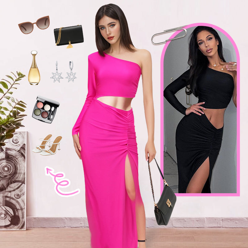 Vestido maxi asimétrico de la hendidura de un hombro soñador