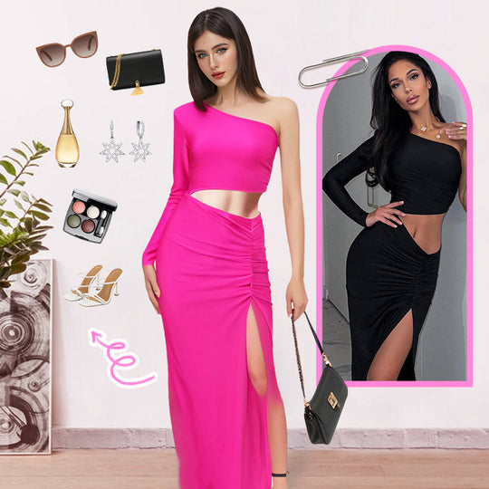 Vestido maxi asimétrico de la hendidura de un hombro soñador