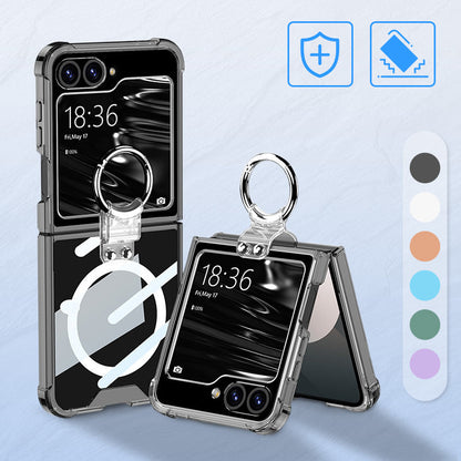 Never Yellowing Ultra Clear Magnetic Transparent Ring Airbag Phone Cover for Samsung Z Flip 6/5/4/3