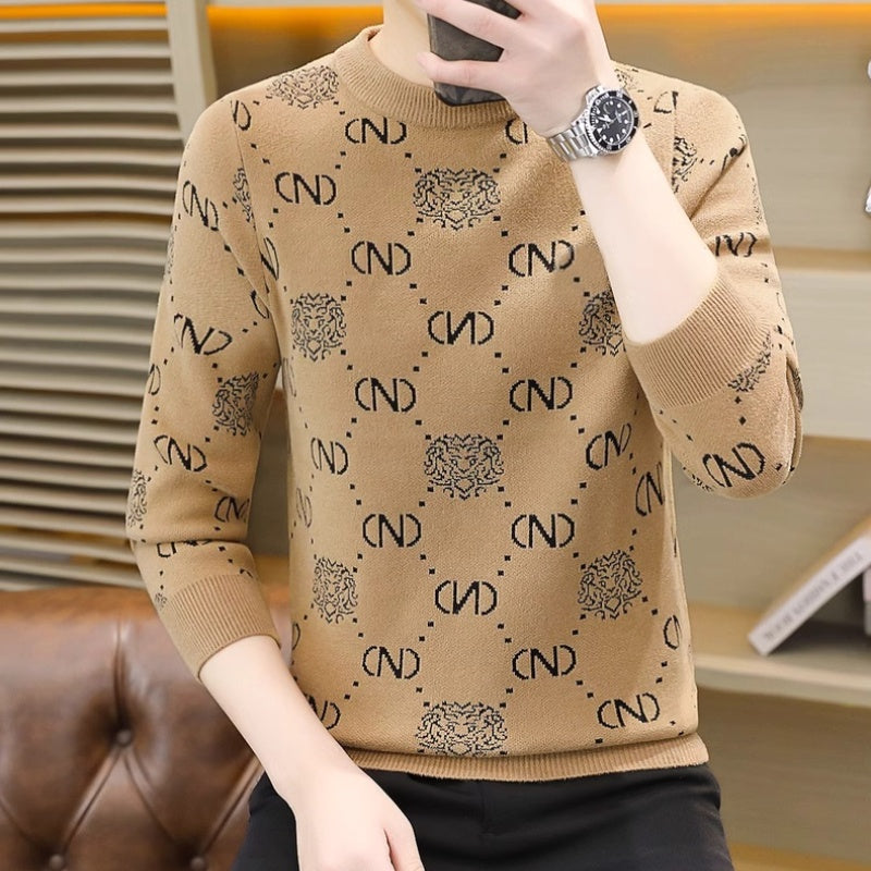 🔥Limited Time 50% Off 🔥Men's Thickened Crew Neck Printed Sweater