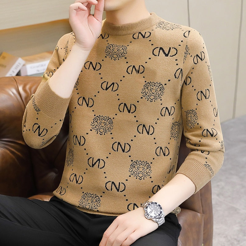 🔥Limited Time 50% Off 🔥Men's Thickened Crew Neck Printed Sweater