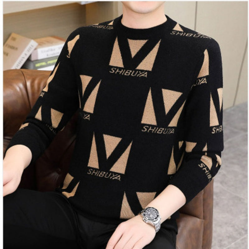 🔥Limited Time 50% Off 🔥Men's Thickened Crew Neck Printed Sweater