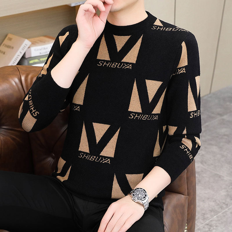 🔥Limited Time 50% Off 🔥Men's Thickened Crew Neck Printed Sweater