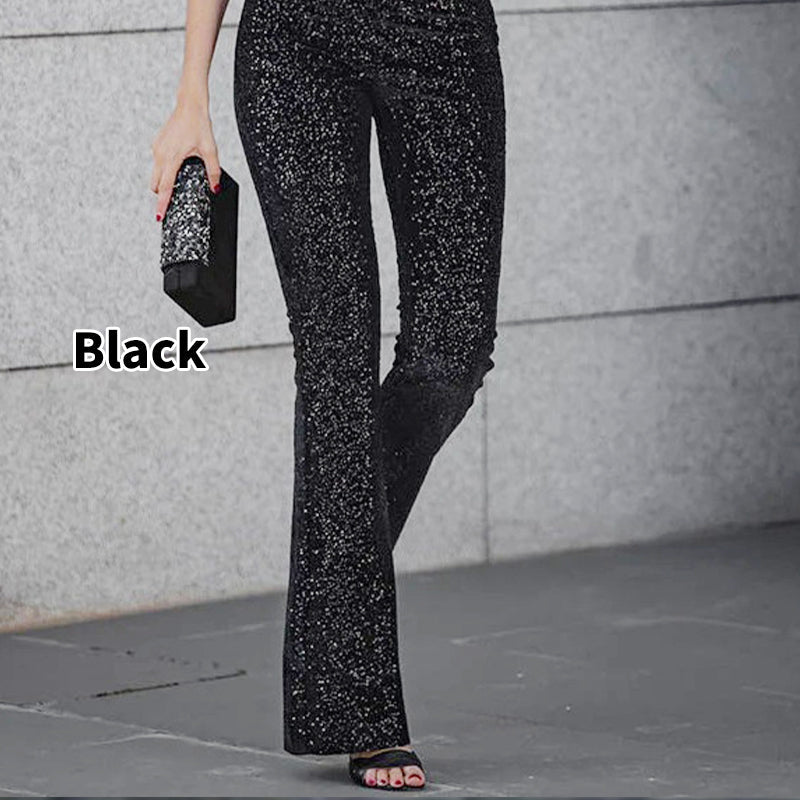 💃Black Friday Sale:50% OFF🖤Diva Sequin High Rise Elastic Waist Flare Pants