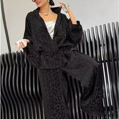 🖤Black Friday Sale:50% OFF🖤Women's Lapel Mid Sleeve Leopard Print 2-Piece Suit