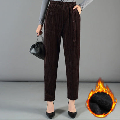 🔥🖤Black Friday Sale:50% OFF❄️Women's High Waist Corduroy Warm Pants