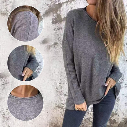 🖤Black Friday Sale:50% OFF🖤Women's Solid Round Neck Long Sleeve Tops🌹