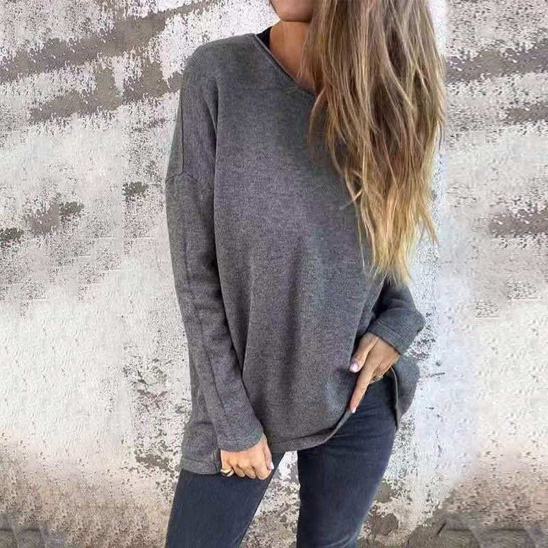 🖤Black Friday Sale:50% OFF🖤Women's Solid Round Neck Long Sleeve Tops🌹