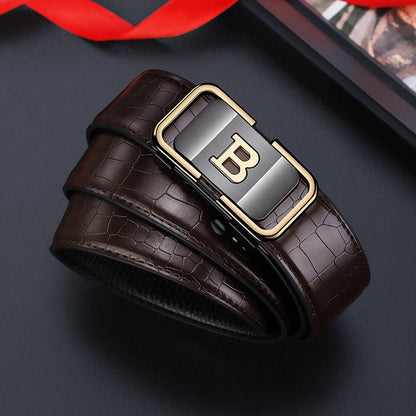 🔥Men's Crocodile-Patterned Automatic Buckle Belt