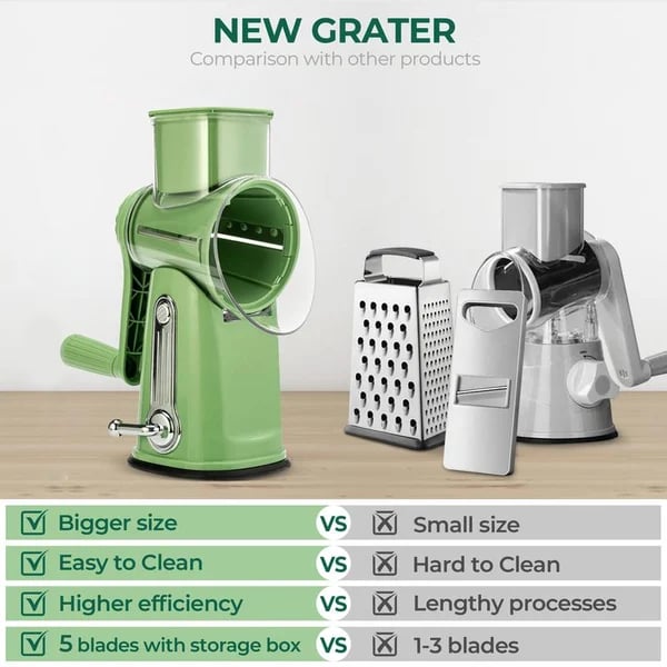 🧑‍🍳Kitchen Artifact - 50%OFF🥳5 in 1 Rotary Cheese Grater Vegetable Slicer