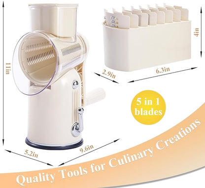 🧑‍🍳Kitchen Artifact - 50%OFF🥳5 in 1 Rotary Cheese Grater Vegetable Slicer