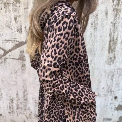 🖤Black Friday Sale:50% OFF🖤Women's Hooded Leopard Print Open-Front Trench Coat