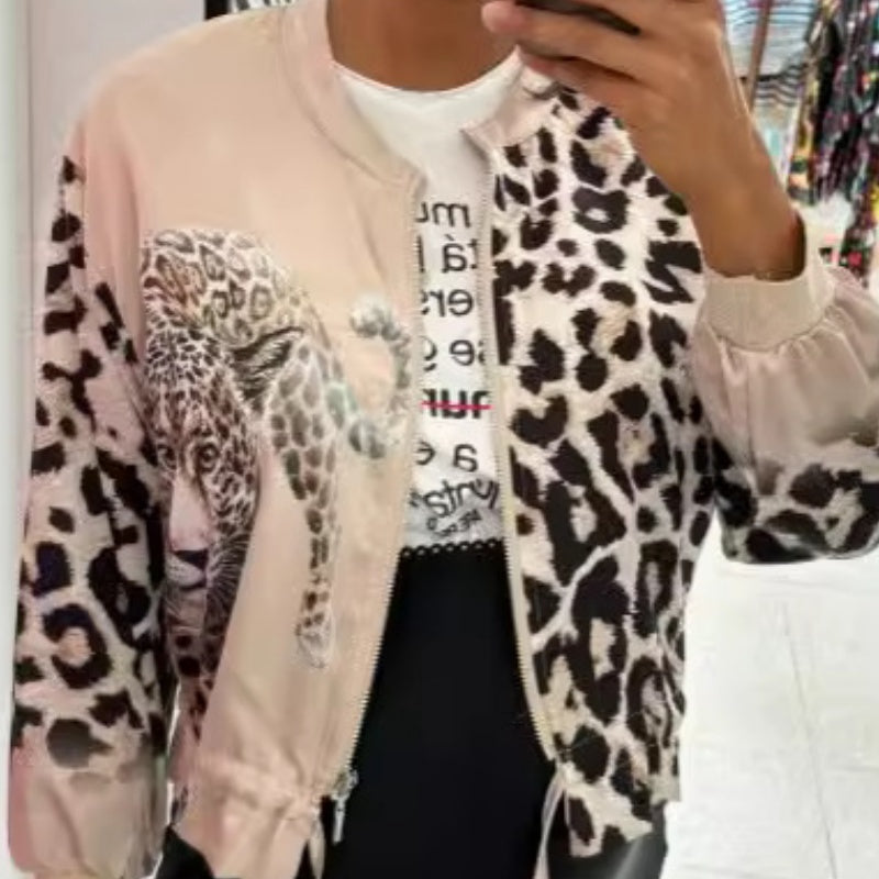 ✨Get 50% off💖Women's Zipper Short Jacket with a Tiger & Leopard Print