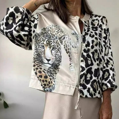 ✨Get 50% off💖Women's Zipper Short Jacket with a Tiger & Leopard Print