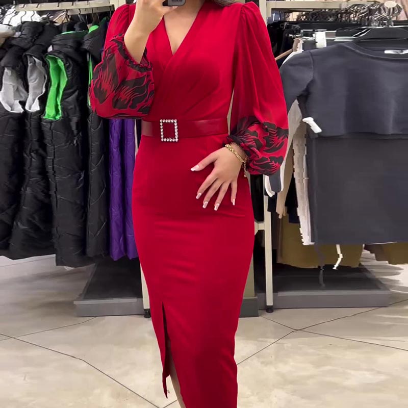 🎁Hot Sale🔥Women’s Elegant V-neck Dress in Red