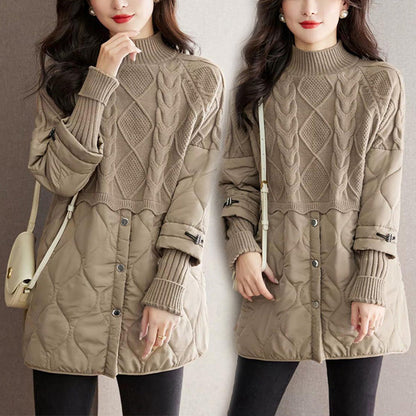 ❄️Winter-Specials❄️Women's Elegant Knit Patchwork Warm Coat