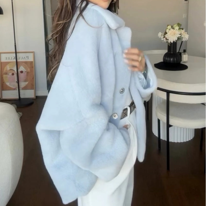 Women's Loose Plush Lapel Winter Coat