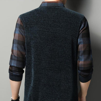 Men's Faux Two Piece Thickened Sweater