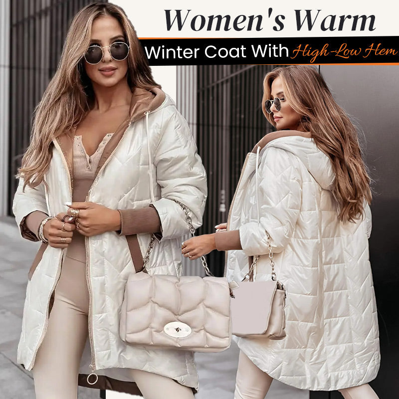 🔥🖤Black Friday Sale:53% OFF🔥Women's Warm Winter Coat with High-Low Hem