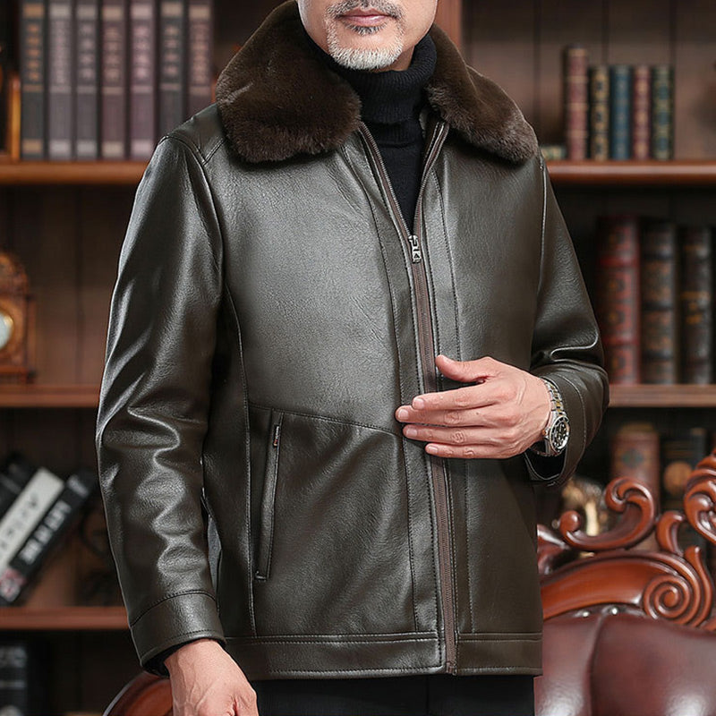 Men's Warm Zipper Faux Leather Jackets（50% OFF）