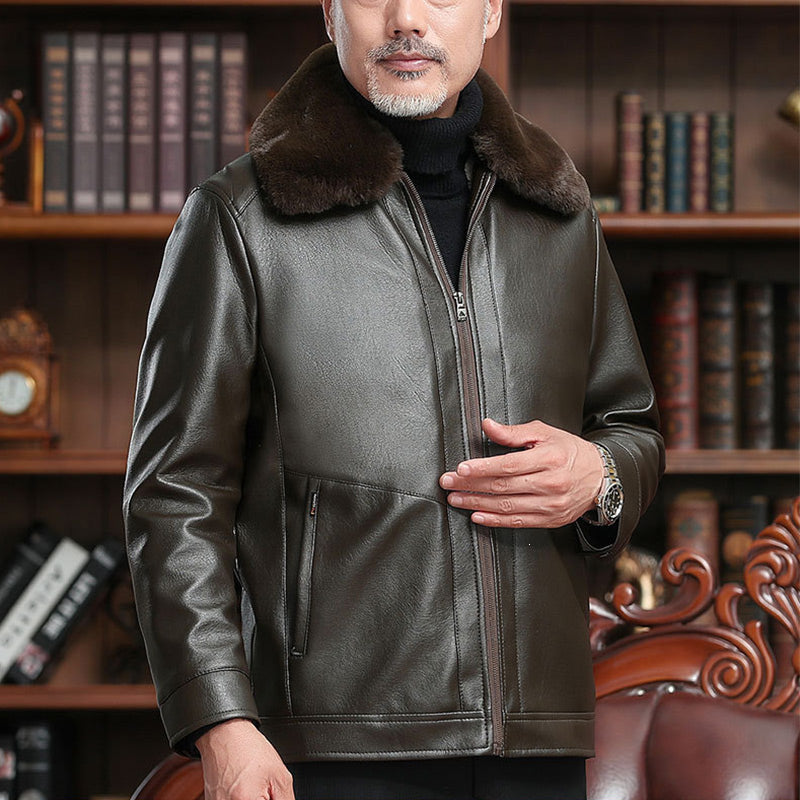 Men's Warm Zipper Faux Leather Jackets（50% OFF）