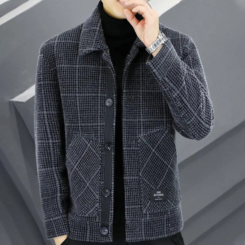 ✨New Arrival✨Men's Fashion Plaid Warm Lapel Jacket