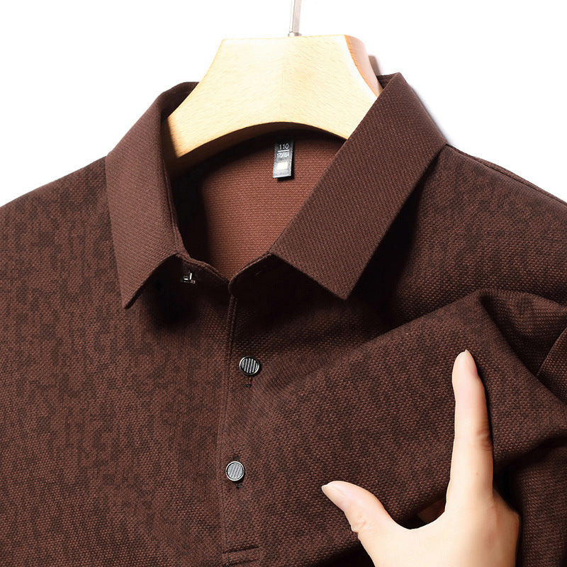 Men's Business Casual Lapel Long Sleeve T-Shirt