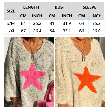 💕BLACK FRIDAY HOT SALES! 💕Women's Star Print V-Neck Pullover Sweater