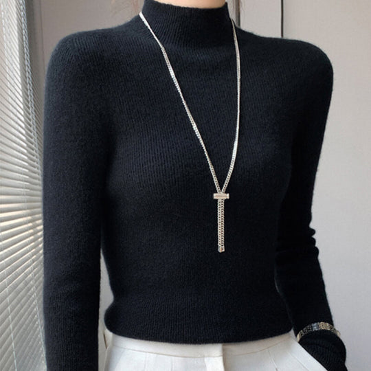 Erin %100 Yün Basit Yarım Yaka Slim Fit Kazak