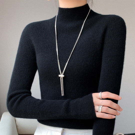 Erin %100 Yün Basit Yarım Yaka Slim Fit Kazak