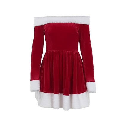 🎅Christmas Party Star💃Women's Christmas One-Shoulder A-Swing Dress