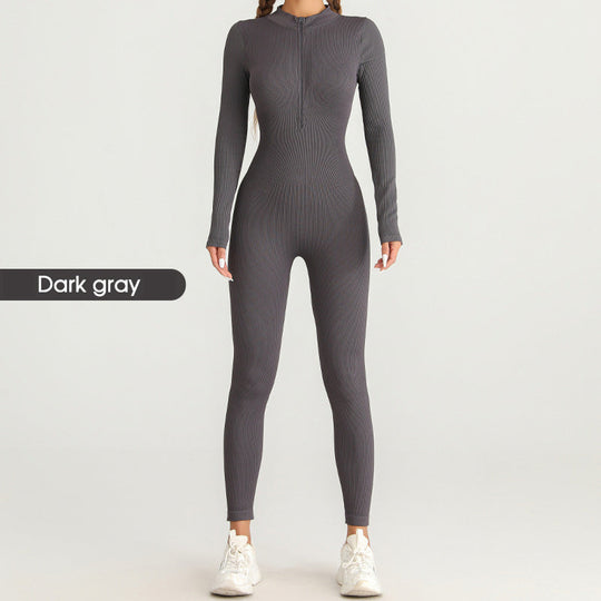 Long Sleeve Zipper Jumpsuit