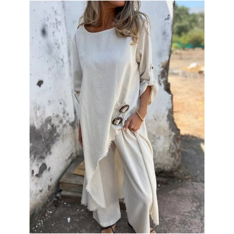 🎉2025 NEW SALES - 49% OFF🔥Women's Irregular Dress and Loose Fit Pants (2-Piece Set)