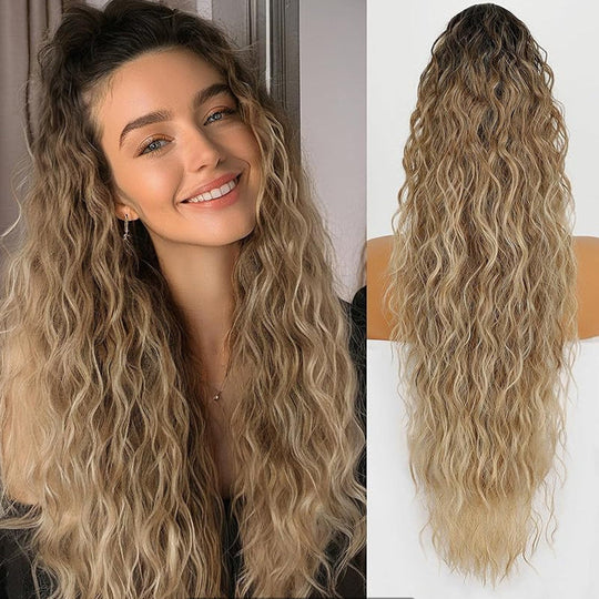 🩷Curly Wavy Frizzy Hair Extension with Ponytail
