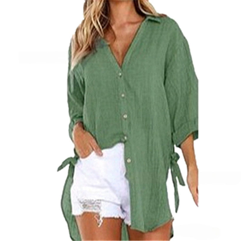 🎉Happy New Year! 50% OFF 🛍️Women's Loose Fit Tie Asymmetrical Shirt