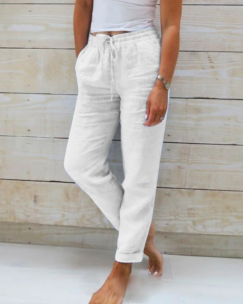 👖Women's  Elastic Waist Cotton Linen Casual Pants