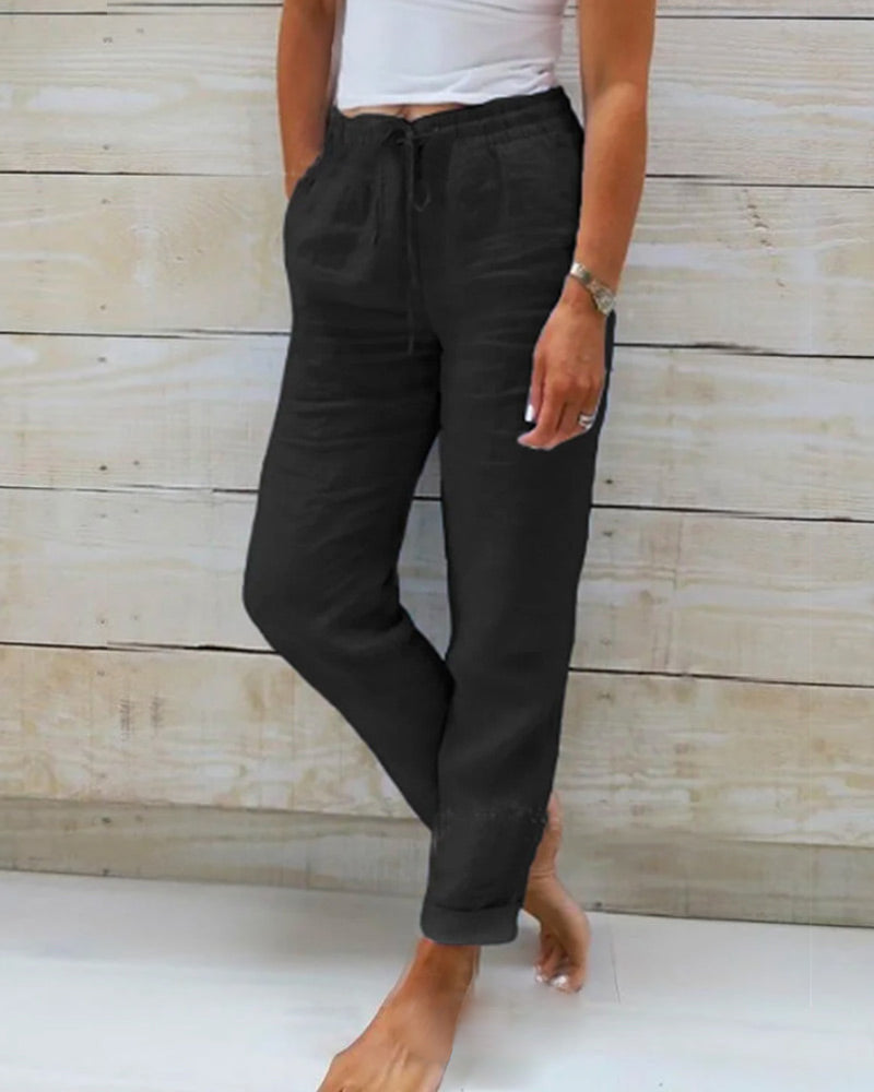 👖Women's  Elastic Waist Cotton Linen Casual Pants