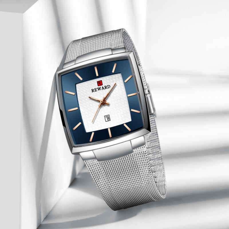 🔥Men’s Ultra-thin Square Mesh Belt Quartz Watch