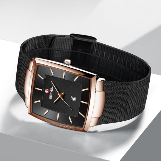 🔥Men’s Ultra-thin Square Mesh Belt Quartz Watch