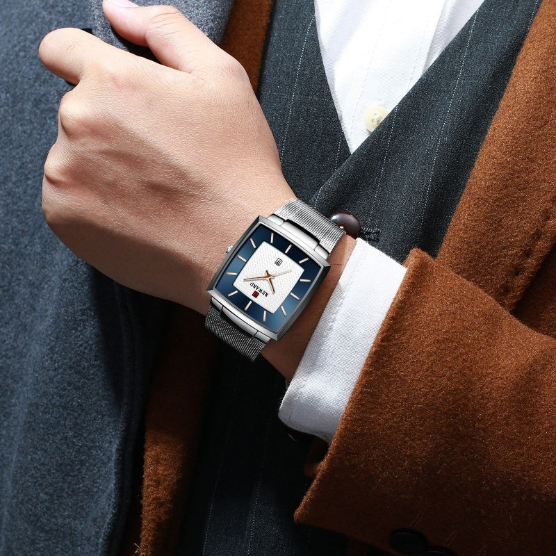 🔥Men’s Ultra-thin Square Mesh Belt Quartz Watch