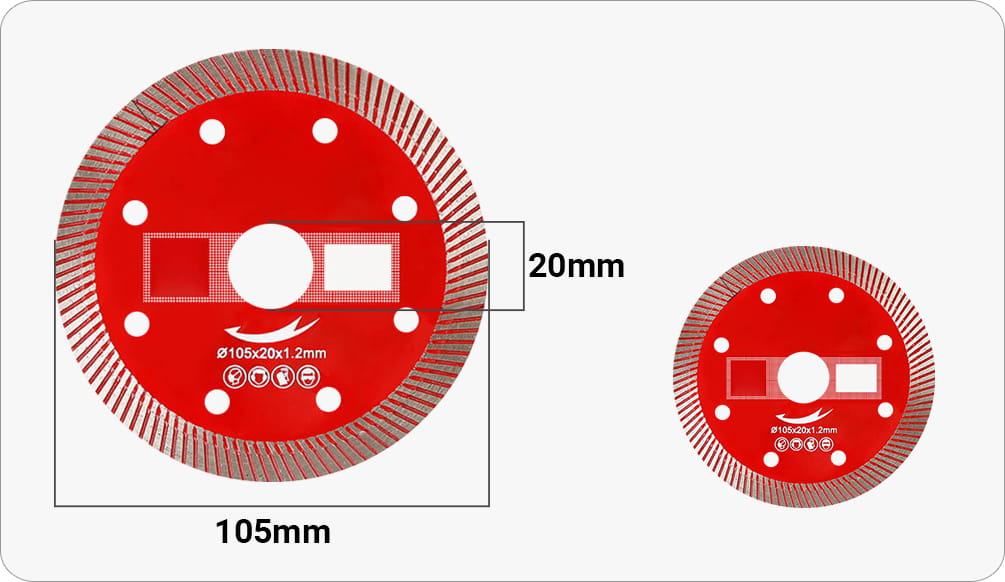 Red Diamond Cutting Disc Ultra-thin High Hardness Cutting Sheet Mesh Corrugated Sheet Suitable for Marble, Ceramics, Tiles, Rock Plates Quick Cutting in Dry and Wet Conditions (opening 20 mm and width diameter 105 mm)