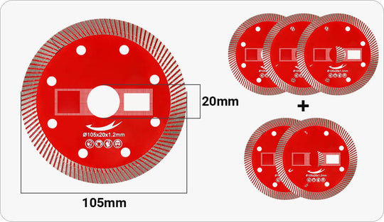 Red Diamond Cutting Disc Ultra-thin High Hardness Cutting Sheet Mesh Corrugated Sheet Suitable for Marble, Ceramics, Tiles, Rock Plates Quick Cutting in Dry and Wet Conditions (opening 20 mm and width diameter 105 mm)