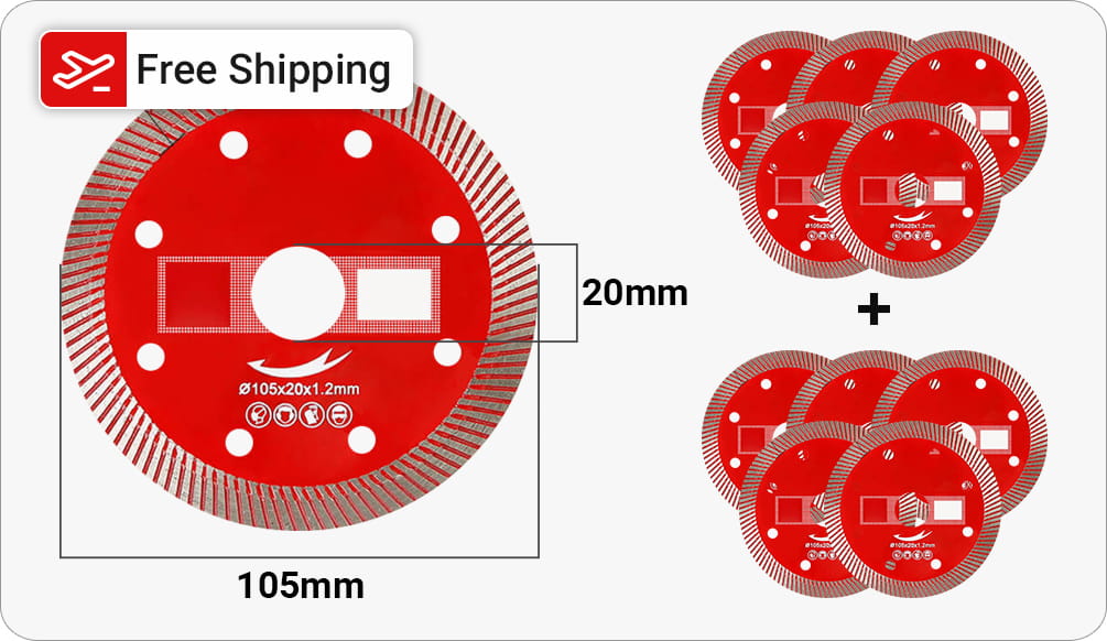 Red Diamond Cutting Disc Ultra-thin High Hardness Cutting Sheet Mesh Corrugated Sheet Suitable for Marble, Ceramics, Tiles, Rock Plates Quick Cutting in Dry and Wet Conditions (opening 20 mm and width diameter 105 mm)