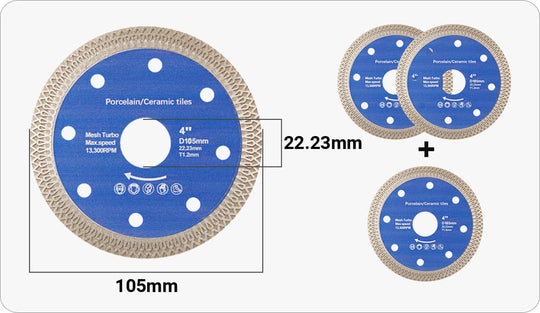 Red Diamond Cutting Disc Ultra-thin High Hardness Cutting Sheet Mesh Corrugated Sheet Suitable for Marble, Ceramics, Tiles, Rock Plates Quick Cutting in Dry and Wet Conditions (opening 20 mm and width diameter 105 mm)