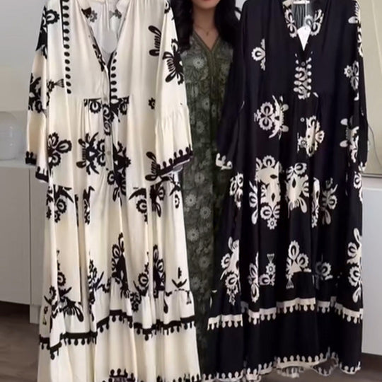 💕Beperkte uitverkoop 50% KORTING💕Losse midi-jurk met ruches voor dames | Losse pasvorm + ademend linnen