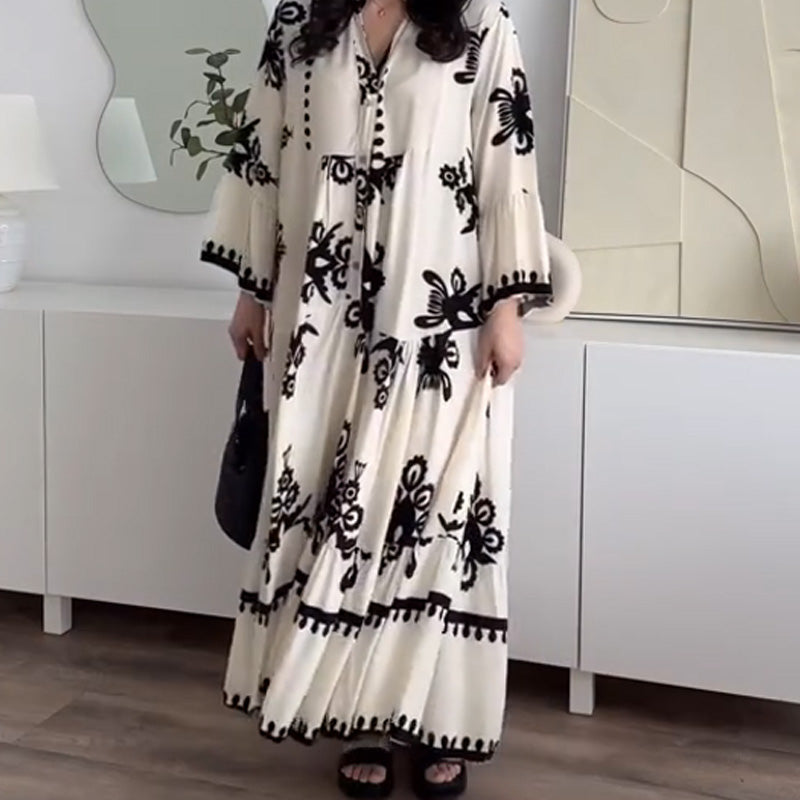 💕Beperkte uitverkoop 50% KORTING💕Losse midi-jurk met ruches voor dames | Losse pasvorm + ademend linnen