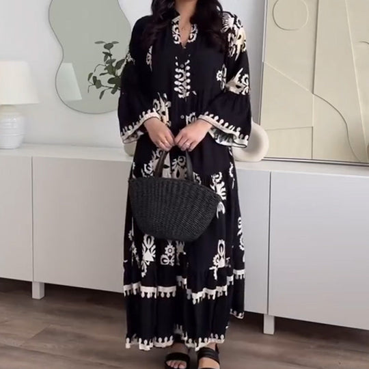 💕Beperkte uitverkoop 50% KORTING💕Losse midi-jurk met ruches voor dames | Losse pasvorm + ademend linnen